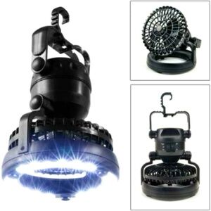 2 IN 1 Portable Tent 18 LED Light Lantern Lamp with Fan Outdoor Camping Hiking